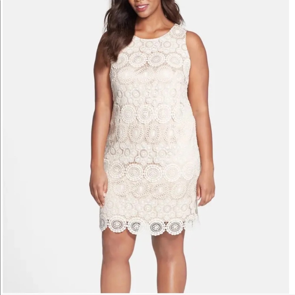 Knee length cream lace dress size 2